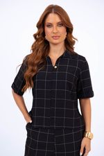 Conjunto Núbia Preto Quadriculado