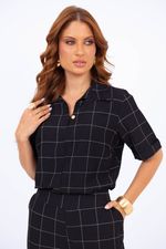 Conjunto Núbia Preto Quadriculado