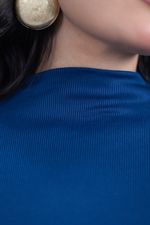 Blusa Ingrid Canelada Azul Marinho