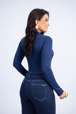 Blusa Ingrid Canelada Azul Marinho