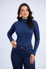 Blusa Ingrid Canelada Azul Marinho