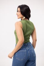 Blusa Dany Canelada Verde Musgo