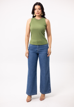 Blusa Dany Canelada Verde Musgo