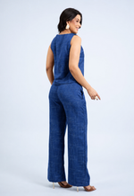 Blusa Raquel Slub Sienna Azul Marinho