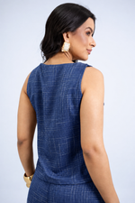Blusa Raquel Slub Sienna Azul Marinho