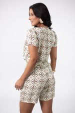 Conjunto Camila Slub Estampado Bege