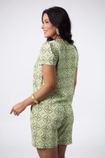 Conjunto Camila Slub Estampado Verde Chá