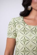 Conjunto Camila Slub Estampado Verde Chá