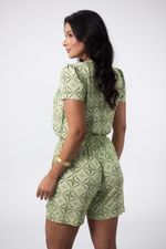 Conjunto Camila Slub Estampado Verde Chá