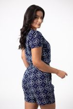 Conjunto Camila Slub Estampado Azul Marinho