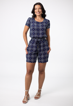Conjunto Camila Slub Estampado Azul Marinho