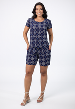 Conjunto Camila Slub Estampado Azul Marinho