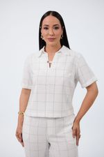 Conjunto Núbia Off White Quadriculado 