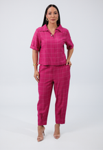 Conjunto Núbia Marrant Quadriculado Rosa Pink