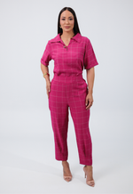 Conjunto Núbia Marrant Quadriculado Rosa Pink