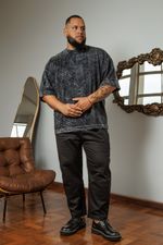 Camiseta Boxy Marmorizada Masculina - Preta