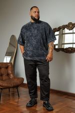 Camiseta Boxy Marmorizada Masculina - Preta