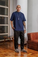 Camiseta Oversized Texturizada Masculina - Marinho