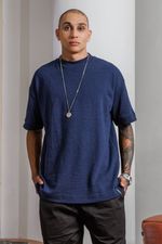 Camiseta Oversized Texturizada Masculina - Marinho