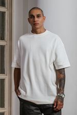 Camiseta Oversized Texturizada Masculina - Off White