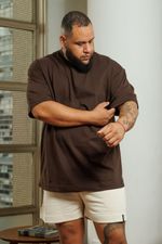 Camiseta Oversized Premium Masculina - Marrom