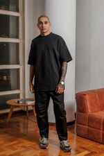 Camiseta Oversized Texturizada Masculina - Preta