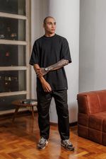 Camiseta Oversized Texturizada Masculina - Preta
