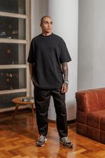Camiseta Oversized Texturizada Masculina - Preta