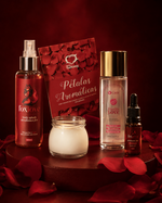 Kit Noite do Prazer - Body Splash Fire, Pétalas, Vela de Massagem, Óleo de Massagem Vanilla Love e Excitante