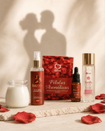 Kit Noite do Prazer - Body Splash Fire, Pétalas, Vela de Massagem, Óleo de Massagem Vanilla Love e Excitante