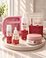 Kit Necessaire - Espuma de Higiene Íntima, Argila Verde, Esfoliante, Óleo Reparador, Creme Hidratante 30ml e Necessaire 