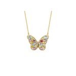Colar Borboleta Colorida Ouro 18k