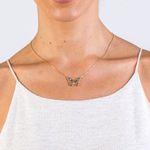 Colar Borboleta Colorida Ouro 18k