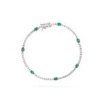 Pulseira Riviera De Diamantes E Esmeralda Ouro 18K