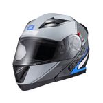 Capacete Texx Escamotiavel Gladiator V3 Makan  Cinza Azul 