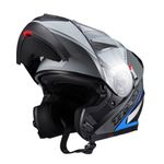 Capacete Texx Escamotiavel Gladiator V3 Makan  Cinza Azul 