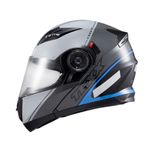 Capacete Texx Escamotiavel Gladiator V3 Makan  Cinza Azul 