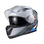 Capacete Texx Escamotiavel Gladiator V3 Makan  Cinza Azul 