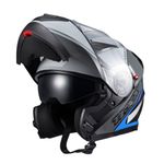 Capacete Texx Escamotiavel Gladiator V3 Makan  Cinza Azul 