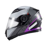 Capacete Texx Escamotiavel Gladiator V3 Makan  Cinza Rosa 