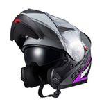 Capacete Texx Escamotiavel Gladiator V3 Makan  Cinza Rosa 