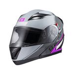 Capacete Texx Escamotiavel Gladiator V3 Makan  Cinza Rosa 