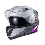 Capacete Texx Escamotiavel Gladiator V3 Makan  Cinza Rosa 