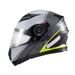 Capacete Texx Escamotiavel Gladiator V3 Makan  Cinza Verde 