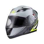 Capacete Texx Escamotiavel Gladiator V3 Makan  Cinza Verde 