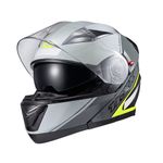 Capacete Texx Escamotiavel Gladiator V3 Makan  Cinza Verde 