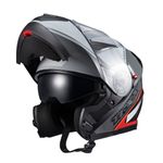 Capacete Texx Escamotiavel Gladiator V3 Makan  Cinza Vermelho 