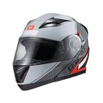 Capacete Texx Escamotiavel Gladiator V3 Makan  Cinza Vermelho 
