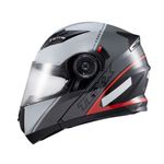 Capacete Texx Escamotiavel Gladiator V3 Makan  Cinza Vermelho 