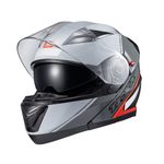 Capacete Texx Escamotiavel Gladiator V3 Makan  Cinza Vermelho 